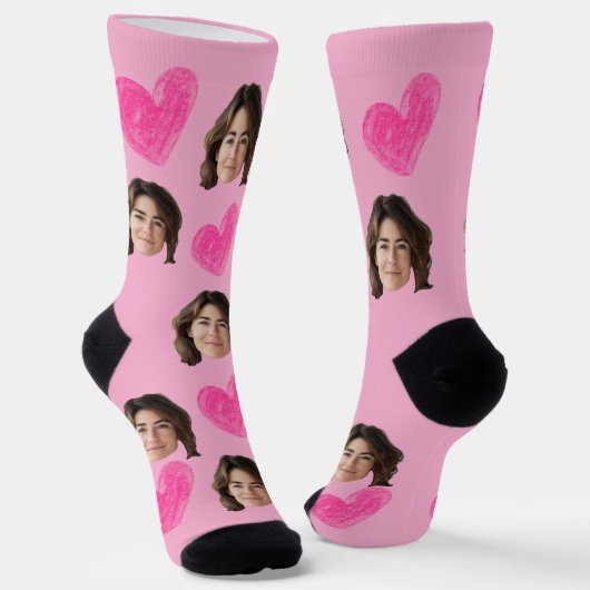 Valentijnsdag Custom foto gezicht Sokken (Gebogen)