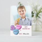 Valentijnsdag Custom Snoep Heart Classroom Foto Kaart (Staand voorkant)