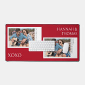 Valentijnsdag Custom Twee Foto Collage Desk Mat (Keyboard & Muis)