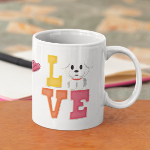 Valentijnsdag Cute Bichon Frisé Pet Hondenliefhebb Koffiemok