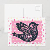 Valentijnsdag Cute Bird Polka Dots Briefkaart (Voorkant / Achterkant)