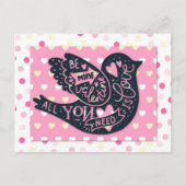 Valentijnsdag Cute Bird Polka Dots Briefkaart (Voorkant)