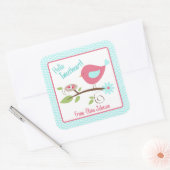 Valentijnsdag Cute Birdie Hallo TweeLiefvun Vierkante Sticker (Envelop)