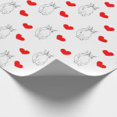 Valentijnsdag Cute Cat Hearts Classroom Party Cadeaupapier (Hoek)