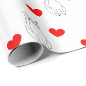 Valentijnsdag Cute Cat Hearts Classroom Party Cadeaupapier (Rol Hoek)