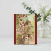 Valentijnsdag, Cute Cherubs klim Ladder Feestdagenkaart (Staand voorkant)