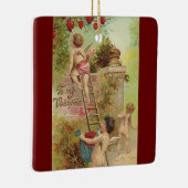 Valentijnsdag, Cute Cherubs klim Ladder Keramisch Ornament (Rechts)