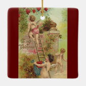 Valentijnsdag, Cute Cherubs klim Ladder Keramisch Ornament (Achterkant)