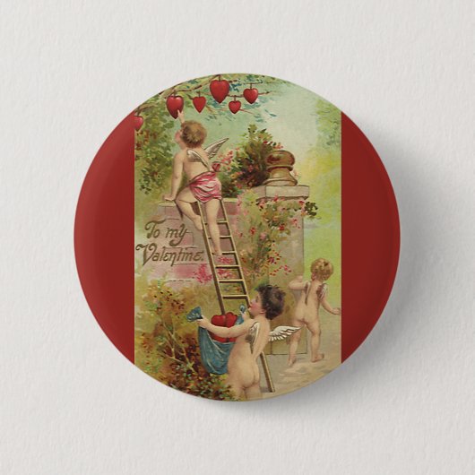  Valentijnsdag, Cute Cherubs klim Ladder Ronde Button 5,7 Cm (Voorkant)