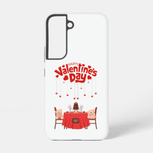 Valentijnsdag Cute Chocolade Hartjes Teddys Samsung Galaxy Hoesje