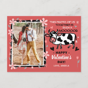 Valentijnsdag Cute Cow Custom Couple Photo Funny Briefkaart