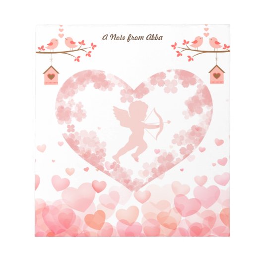 Valentijnsdag Cute Cupids en Red Hearts Notitieblok (Voorkant)