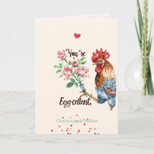 Valentijnsdag Cute Egg-cellente Haan Kaart