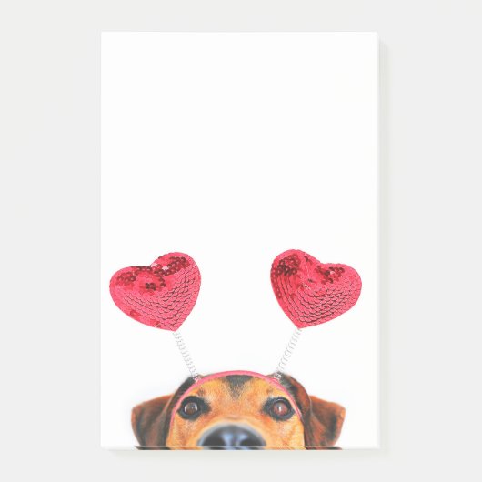 Valentijnsdag Cute Funny Dog Heart Headband Post-it® Notes (Voorkant)
