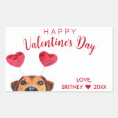 Valentijnsdag Cute Funny Dog Heart Headband Rechthoekige Sticker (Voorkant)
