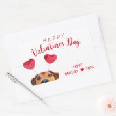 Valentijnsdag Cute Funny Dog Heart Headband Rechthoekige Sticker (Envelop)