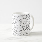 Valentijnsdag Cute Hand Drawn Hearts Black White Koffiemok (Voorkant rechts)