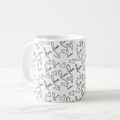Valentijnsdag Cute Hand Drawn Hearts Black White Koffiemok (Voorkant links)
