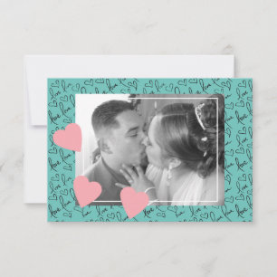 Valentijnsdag Cute Hand Getekende Harten Foto Scri Kaart
