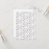 Valentijnsdag Cute Hand Getekende Harten Zwart Wit Kaart (Voorkant / Achterkant in situ)