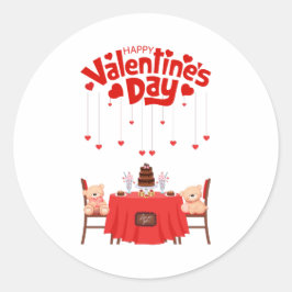 Valentijnsdag Cute Hearts Chocolade Teddyberen Ronde Sticker