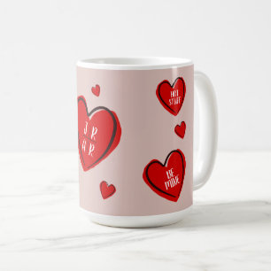 Valentijnsdag Cute Hearts Custom Couple's Roze Koffiemok