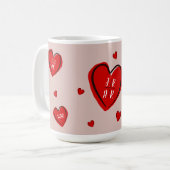 Valentijnsdag Cute Hearts Custom Couple's Roze Koffiemok (Voorkant links)