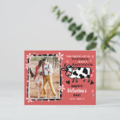 Valentijnsdag Cute Koe Custom Couple Photo Funny Briefkaart (Staand voorkant)