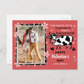 Valentijnsdag Cute Koe Custom Couple Photo Funny Briefkaart (Voorkant / Achterkant)