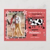 Valentijnsdag Cute Koe Custom Couple Photo Funny Briefkaart (Voorkant)