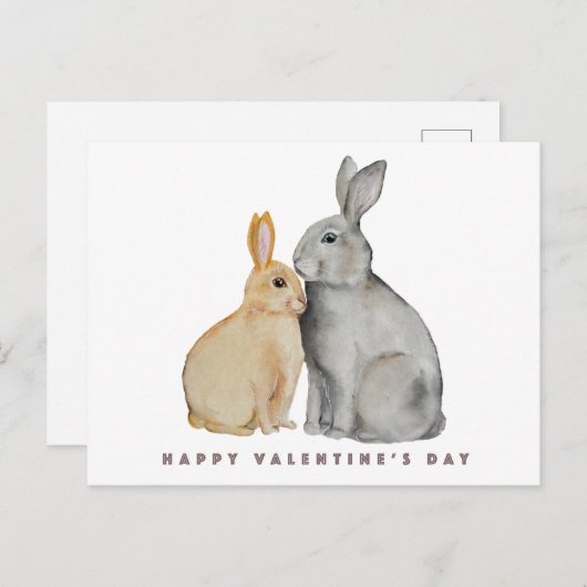 Valentijnsdag Cute Konijn Briefkaart (Voorkant / Achterkant)