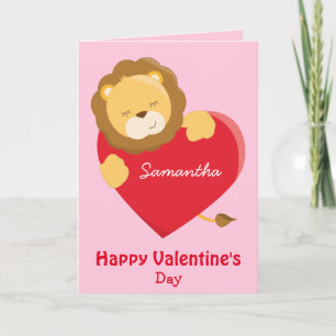 Valentijnsdag Cute Lion voor uw dochter Kaart