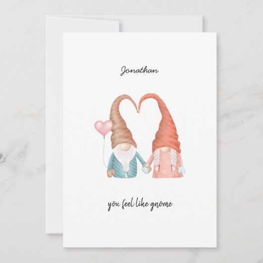Valentijnsdag Cute Love Gnome Funny Pun Feestdagenkaart (Voorkant)