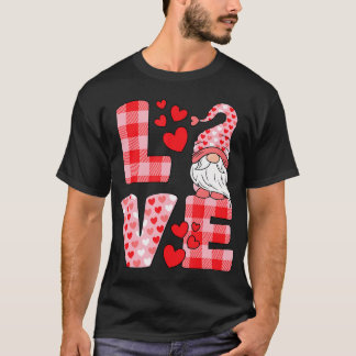 Valentijnsdag Cute Love Heart Gnome Pink Buffalo T-shirt