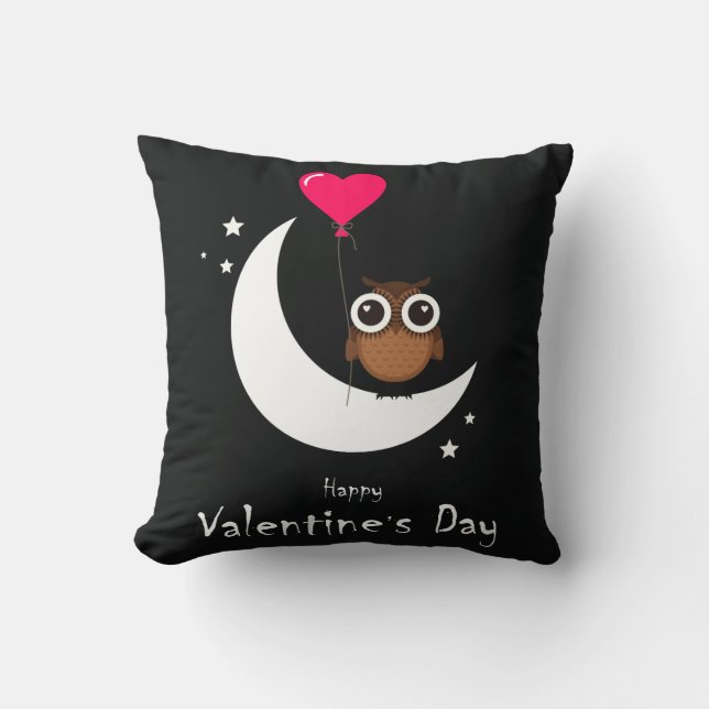 Valentijnsdag Cute Owl- 2-zijwaartse printpiloot Kussen (Voorkant)