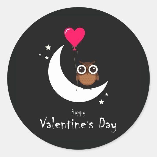 Valentijnsdag Cute Owl Ronde Sticker (Voorkant)