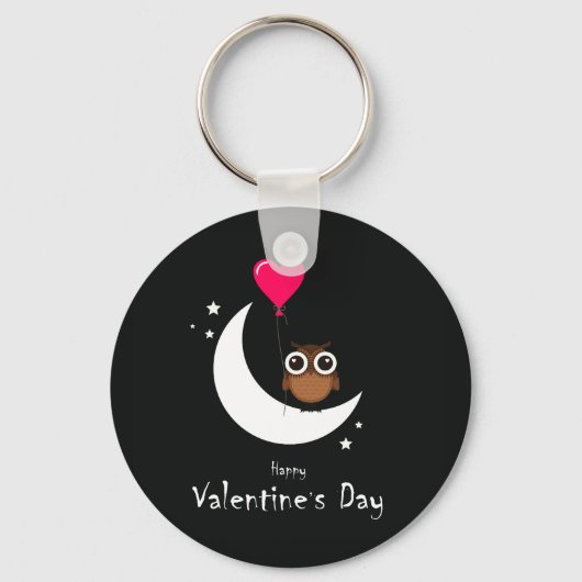 Valentijnsdag Cute Owl Sleutelhanger (Voorkant)