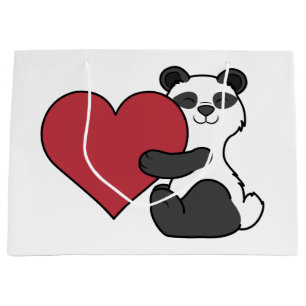 Valentijnsdag Cute Panda Beer met rood hart Groot Cadeauzakje