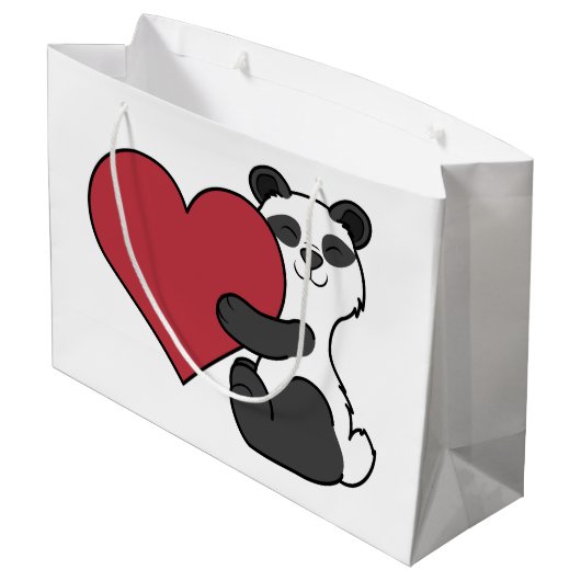 Valentijnsdag Cute Panda Beer met rood hart Groot Cadeauzakje (Achterkant Gekanteld)