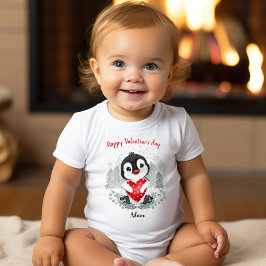 Valentijnsdag Cute Penguin Aangepaste naam Romper