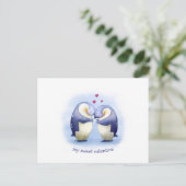 Valentijnsdag Cute Penguin Couple Briefkaart (Staand voorkant)