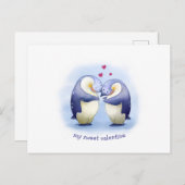 Valentijnsdag Cute Penguin Couple Briefkaart (Voorkant / Achterkant)