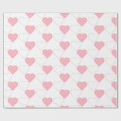 Valentijnsdag Cute Pink Heart Pattern White Cadeaupapier (Vlak)
