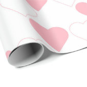 Valentijnsdag Cute Pink Heart Pattern White Cadeaupapier (Rol Hoek)