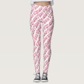 Valentijnsdag Cute Pink Hearts Typografie White Leggings (Voorkant)