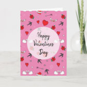 Valentijnsdag Cute Pink op maat Feestdagen Kaart (Voorkant)