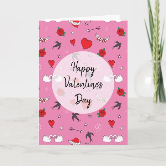 Valentijnsdag Cute Pink op maat Feestdagen Kaart (Voorkant)