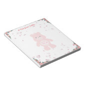 Valentijnsdag Cute Pink Teddy Bear Notitieblok (Schuin)