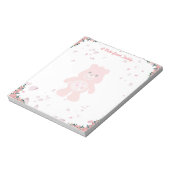 Valentijnsdag Cute Pink Teddy Bear Notitieblok (Linkerzijde)