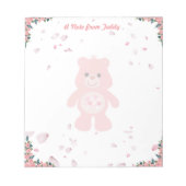Valentijnsdag Cute Pink Teddy Bear Notitieblok (Voorkant)